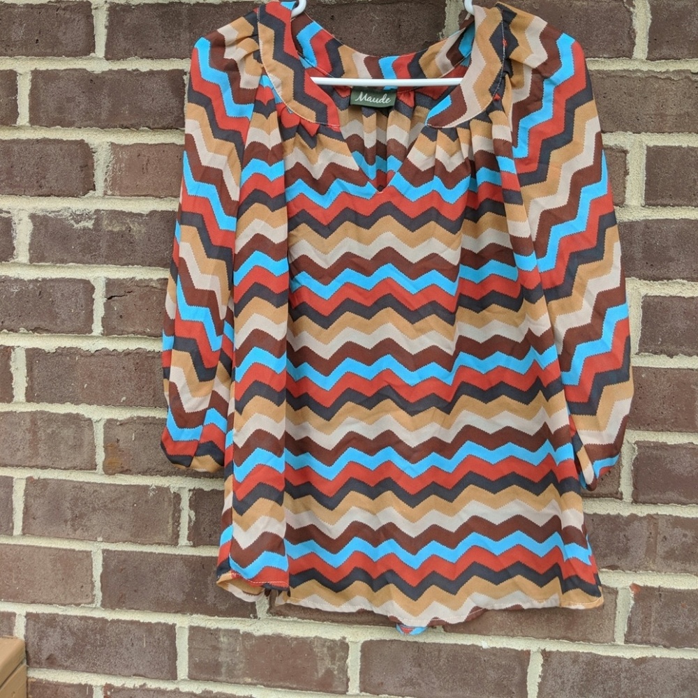 Anthro Maude chevron v-neck top